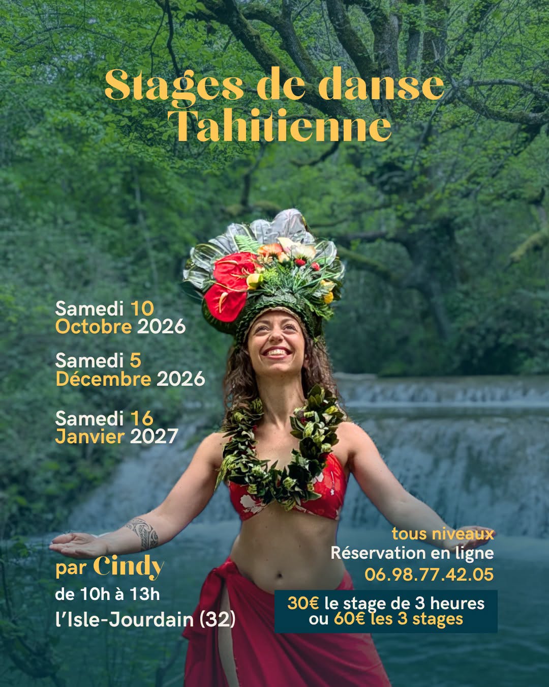 Stage de danse tahitienne chorégraphie E Natura à L'Isle-Jourdain